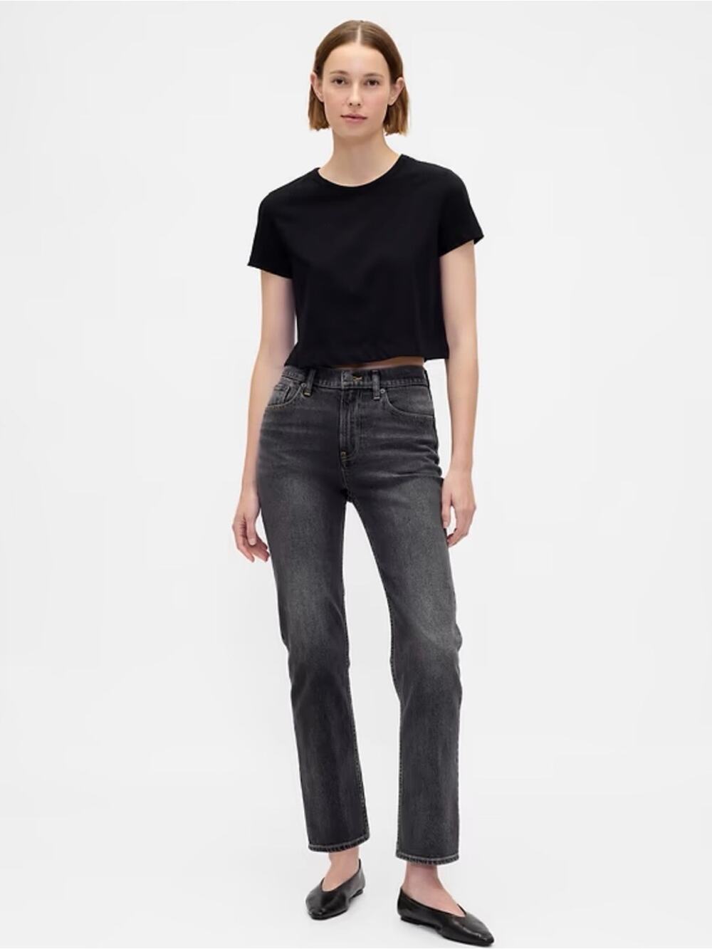 Nwot GAP 90s Straight High Rise Black Women's Straight Leg Jeans 28/6 regular